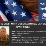 MEET & GREET WITH GUBERNATORIAL CANDIDATE  KEVIN RINKE