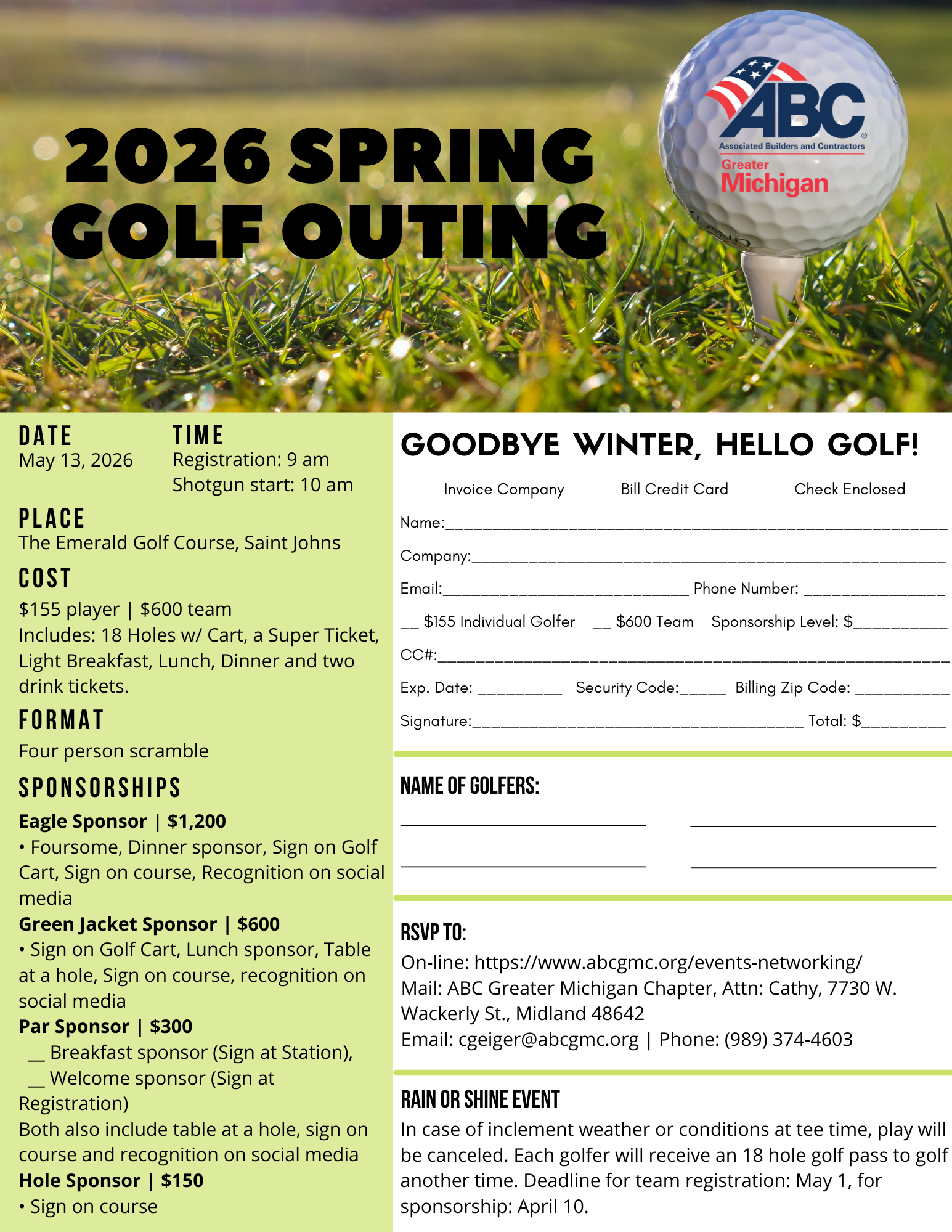 spring golf outing flyer